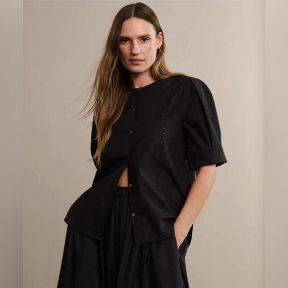 NWT Jenni Kayne NWT-Harper Blouse Black Size Extra Small - Picture 3 of 14